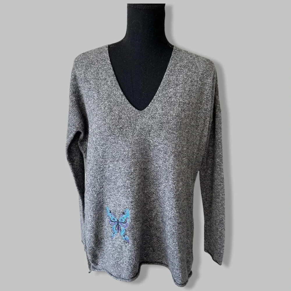 Aritzia Babaton Erin Wool Linen Blend Sweater With Buttery Embroidery